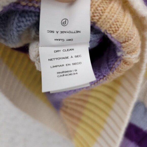 NWT MARC JACOBS 100% Cashmere Cable Knit DISTRESSED Sweater Striped Size LARGE - Picture 9 of 9